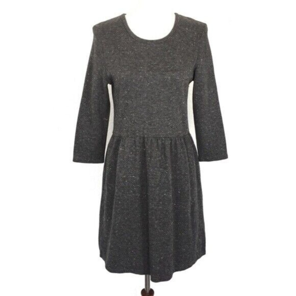 Jack Wills Gray Fit And Flare Knit Dress Long Sleeve US 8 Cozy Casual Minimalist